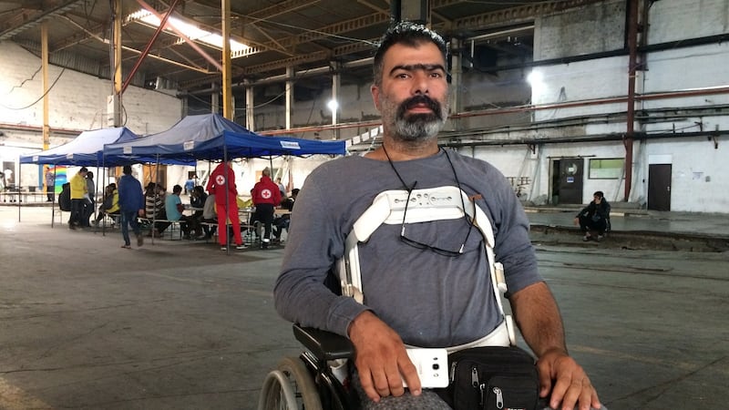 Labaf Amir Ali Mohammad Labaf, who says he was persecuted in his native Iran.  He needs a wheelchair after injuring his back in an attempt to reach the EU. Photograph: Dan McLaughlin