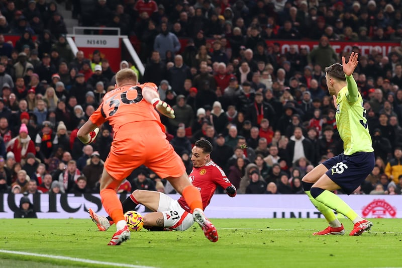 Antony misses a big chance for Manchester United during the recent Premier League game against Southampton. Photograph: Carl Recine/Getty Images