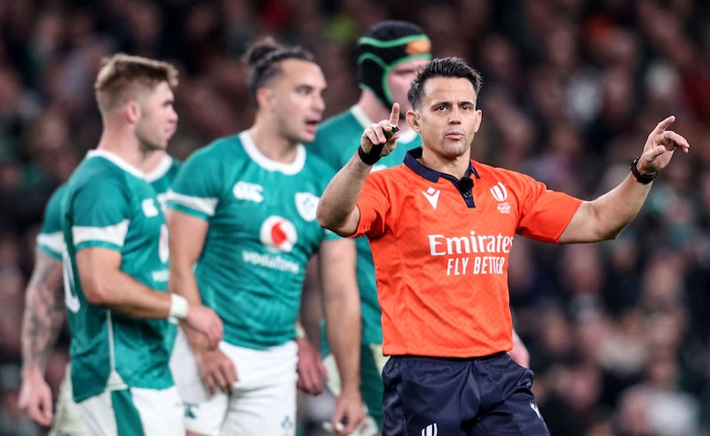 Referee Nic Berry made fewer errors than Ireland during New Zealand's win in Dublin. Photograph: Dan Sheridan/Inpho