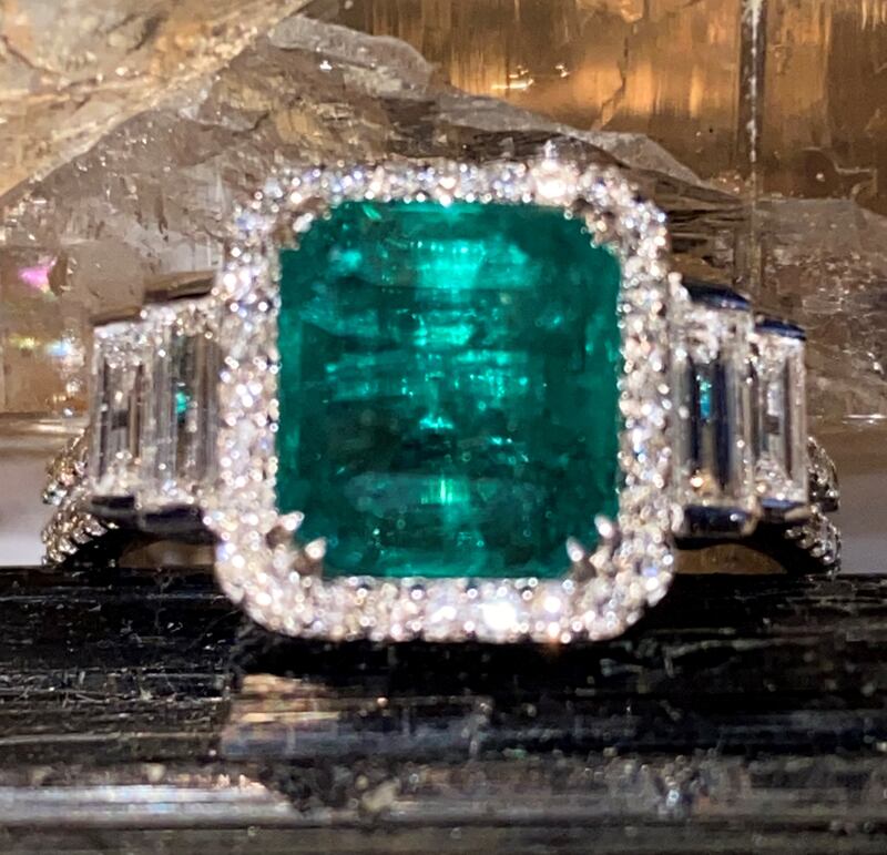 Diamond and emerald cluster ring, €11,000-€12,000, Hegarty's.