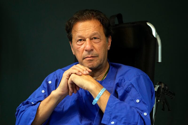 Former Pakistan prime minister Imran Khan was arrested as he appeared in a court in the capital, Islamabad, to face charges in multiple corruption cases . Photograph: KM Chaudhry/AP