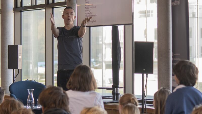 Shane Hegarty in action. It’s not the same as meeting at a festival, or in a bookshop or library, but talking to readers from your desk means giving a different insight into where you create, how you find ideas and the nitty-gritty of the process. File photograph: Ger Holland