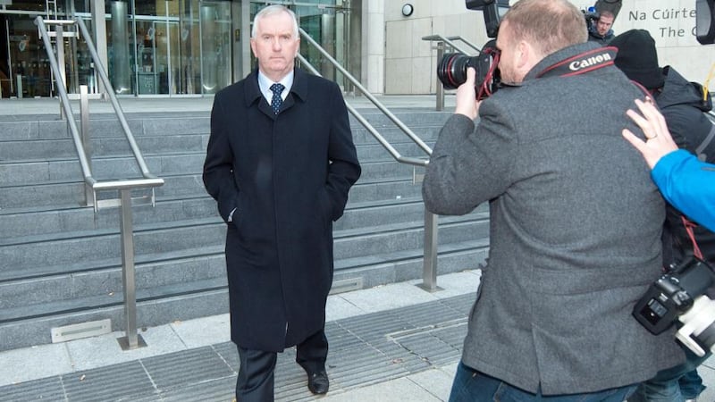 Former director of finance of Irish Life and Permanent Peter Fitzpatrick leaving court today. Photograph: Collins Courts.