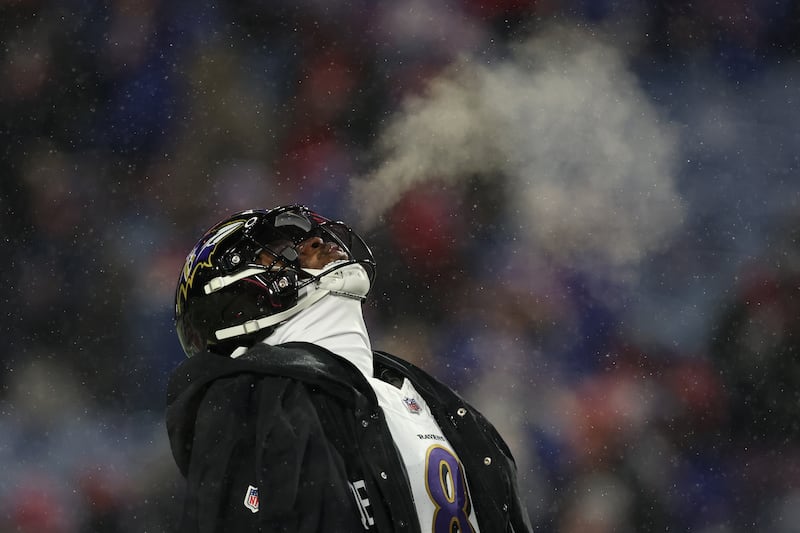 Baltimore Ravens quarterback Lamar Jackson was left frustrated yet again in the playoffs. Photograph: Al Bello/Getty Images