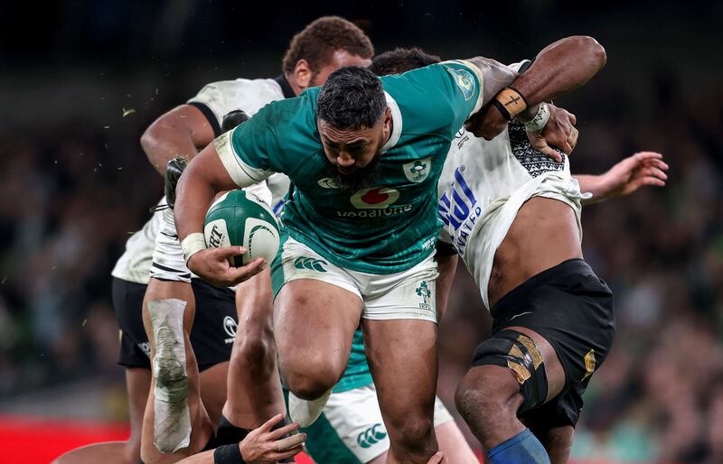 Bundee Aki put in a man-of-the-match performance against Fiji. Photograph: Dan Sheridan /inpho