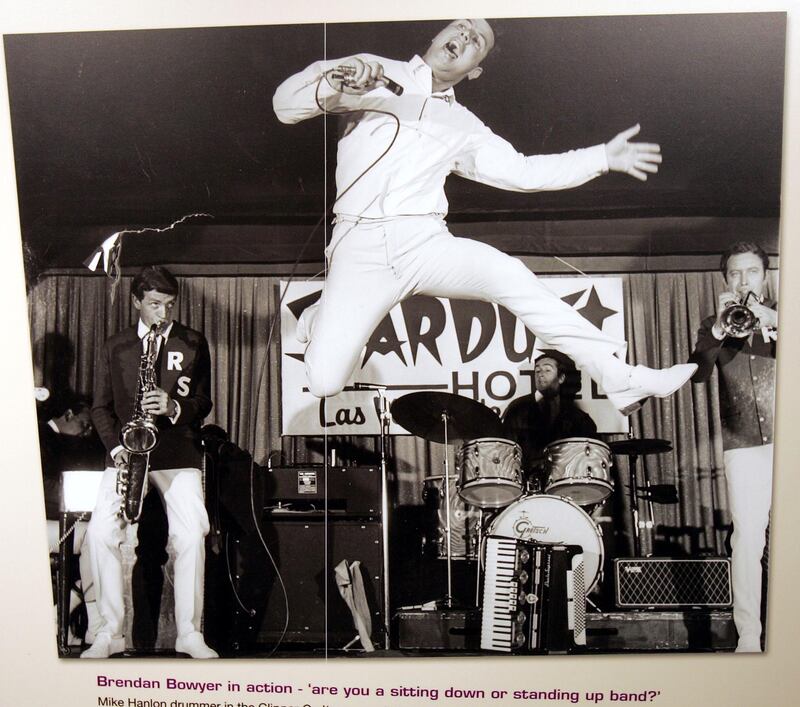 A photograph of Brendan Bowyer in action from a 2006 exhibition in Waterford entitled Hucklebuck Time- a Celebration of the Generation That Danced Their Way into History. Photograph: Eric Luke 