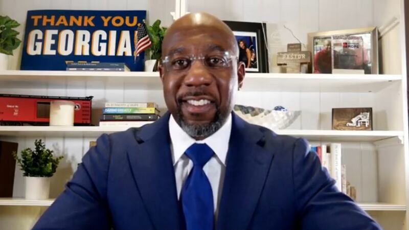 US Democratic Senate candidate Rev. Raphael Warnock speaking on YouTube. Photograph: Raphael Warnock/EPA