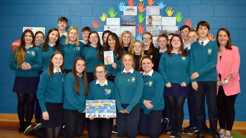 Students of Largy College who took part in the initiative. Photograph courtesy of Caroline Reid, Irish Refugee Council