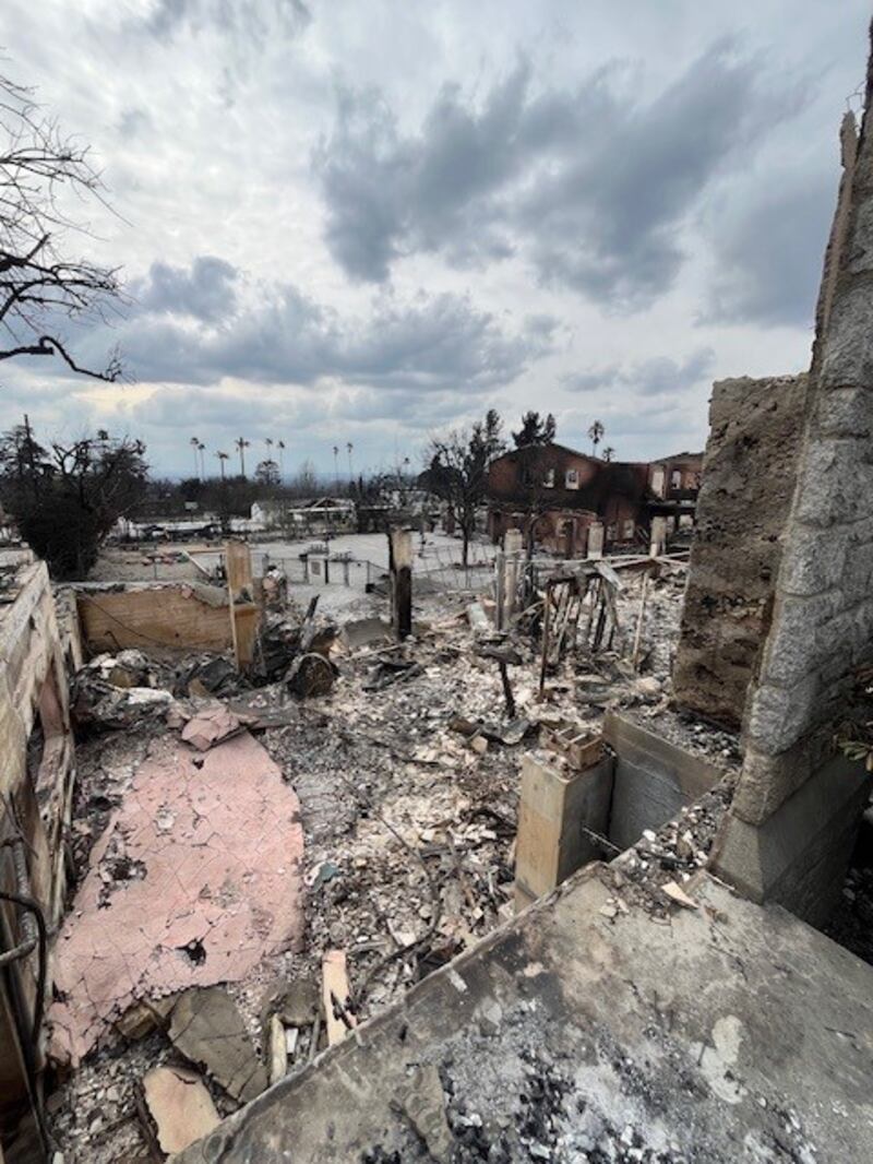 A burnt out church in Altadena, Los Angeles. Photograph: Keith Duggan 