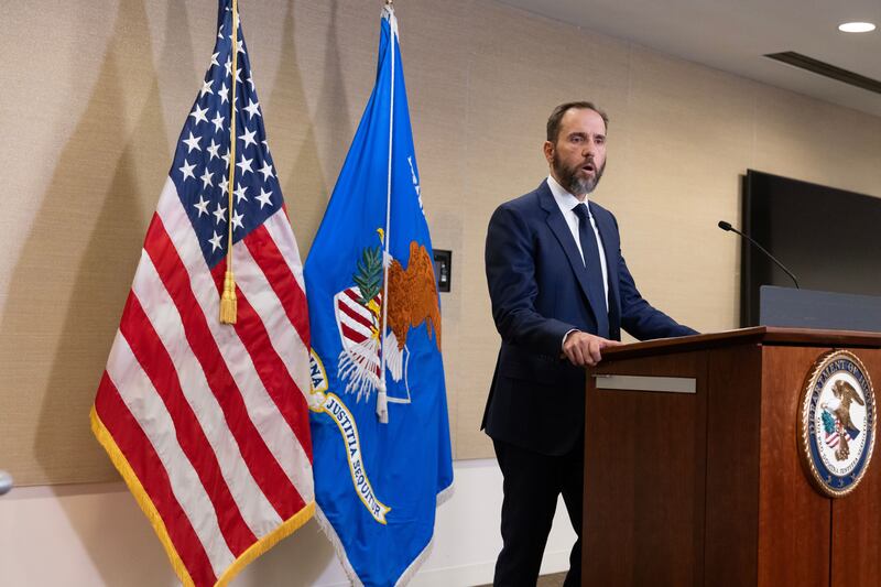 Special Counsel Jack Smith speaks to the media following the Department of Justice's indictment of former president Donald Trump on four felony counts regarding his role in efforts to overturn the 2020 presidential election. Photograph: Michael Reynolds/EPA-EFE