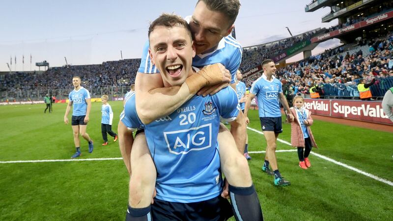 Cormac Costello after Dublin’s All-Ireland win. Costello proved to be Dublin’s match-winner after he came off the bench to score three points. Photograph: Ryan Byrne/Inpho