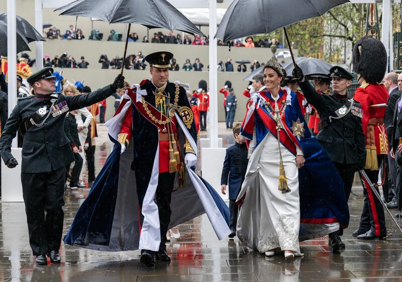 William, Prince of Wales and Catherine, Princess of Wales arrive for the coronation of King Charles III and Queen Camilla at Westminster Abbey. Photograph: Andy Stenning/Pool/Getty Images