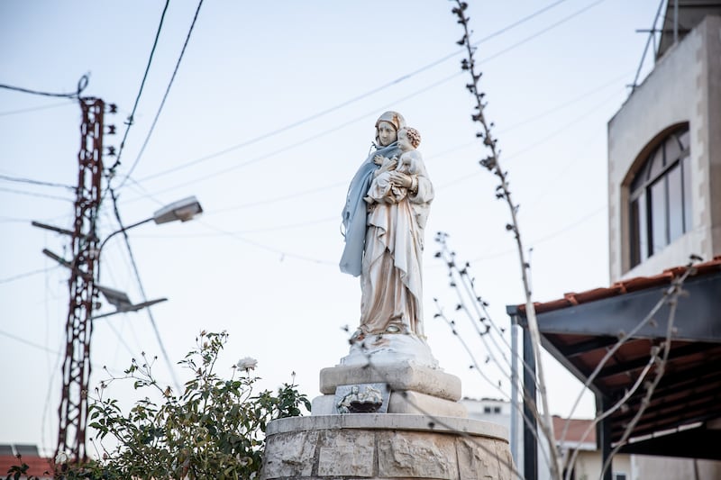 A statue of the Virgin Mary in Rmeish