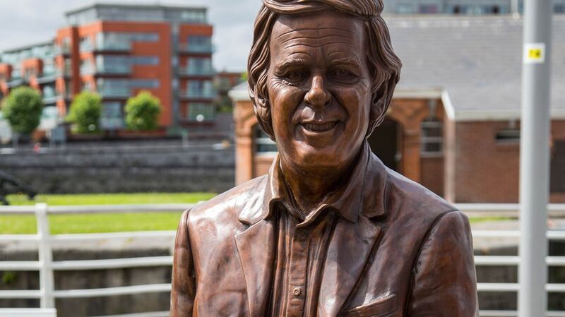 The newly unveiled Terry Wogan statue on Harvey’s Quay in Limerick. Photograph: Alan Place