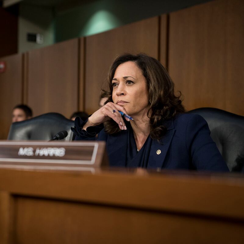 Kamala Harris at Brett Kavanaugh’s US supreme court confirmation hearing in September 2018. Photograph: Erin Schaff/New York Times