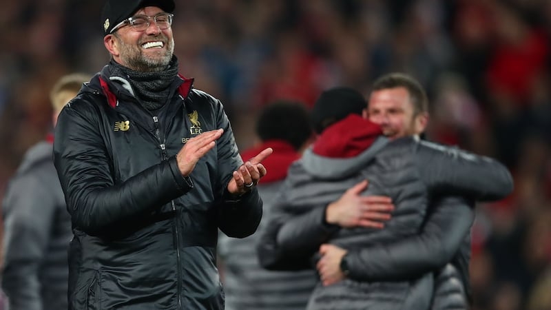 Jurgen Klöpp’s first team analysts delivered a video presentation to the ball-boys on duty for the semi-final,  drilling them  on returning the ball faster when Liverpool needed it. Photograph:  by Clive Brunskill/Getty Images