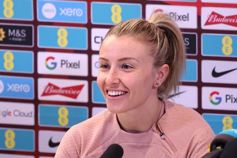 England's Leah Williamson speaks to the press prior to the Euro 2025 qualifier against Ireland. Photograph: Damien Eagers/PA Wire