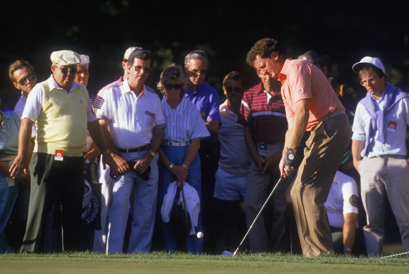 Irish golfer Eamonn Darcy, pictured competing for Team Europe at the Ryder Cup in 1987. Photograph: Simon Bruty/Getty Images