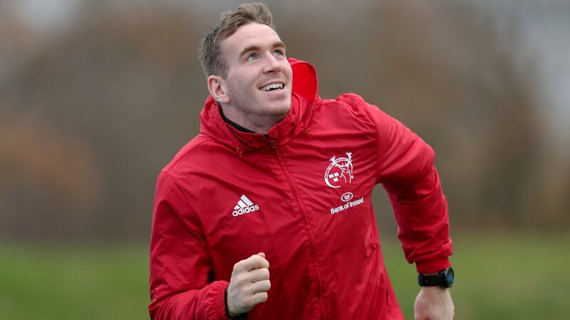 Chris Farrell training with the Munster squad on Monday Photograph: Laszlo Geczo/INPHO