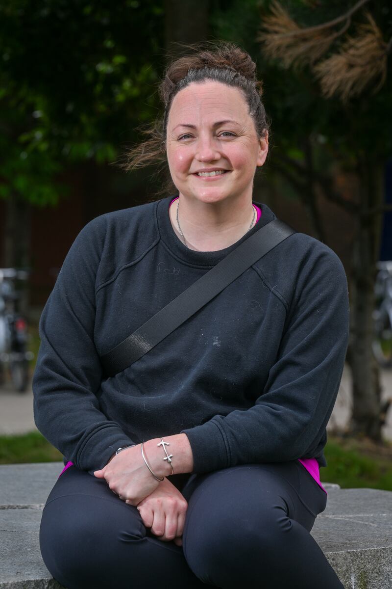 Kimberly Robertson in CS Lewis Square in east Belfast. 
Photograph: Kirth Ferris/Pacemaker