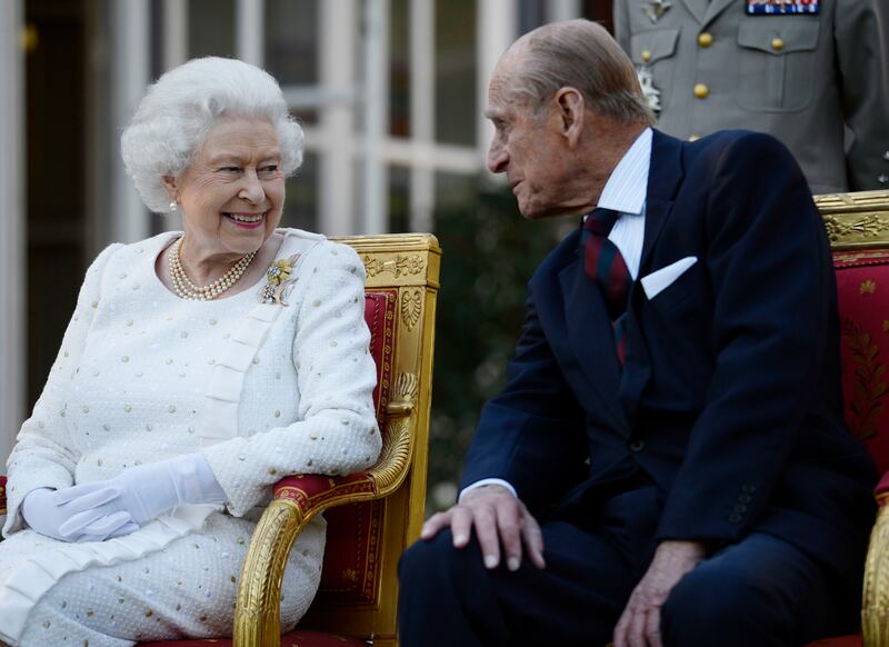 Queen Elizabeth and Prince Philip attend a garden party in Paris, hosted by Sir Peter Ricketts, Britain's ambassador to France ahead of marking the 70th anniversary of the D-Day landings during the second World War in 2014. Photograph: Owen Humphreys/PA