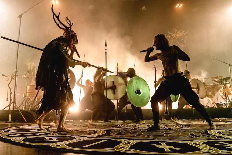 Heilung began in 2014 when Maria Franz and her partner, Kai Uwe Faust, met Juul during a Viking re-enactment in Copenhagen. Photograph: Mairo Cinquetti/SOPA Images/LightRocket via Getty Images