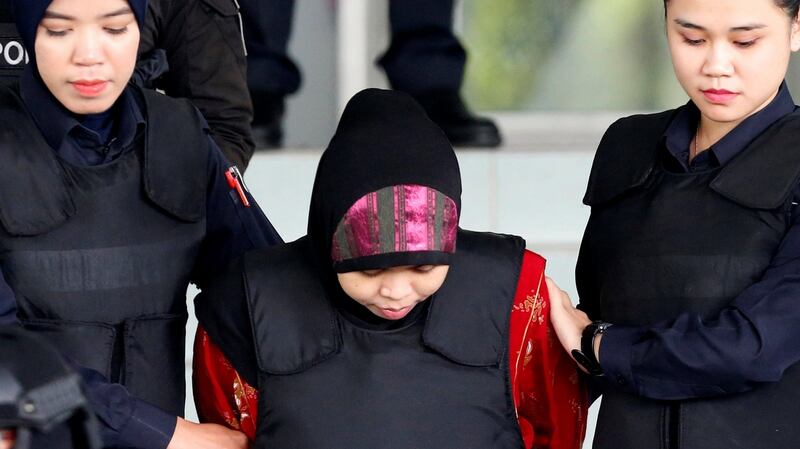 Siti Aisyah is escorted as she leaves the Shah Alam High Court on the outskirts of Kuala Lumpur, Malaysia August 16th, 2018. Photograph: REUTERS/Lai Seng Sin