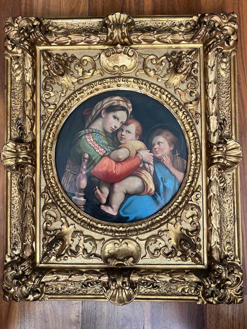 Franciscan Brothers of Madonna and Child in the style of Raphael, estimated at €800-€1200 euro that will feature in a sale. Photograph: Michael Donnelly/PA Wire 


