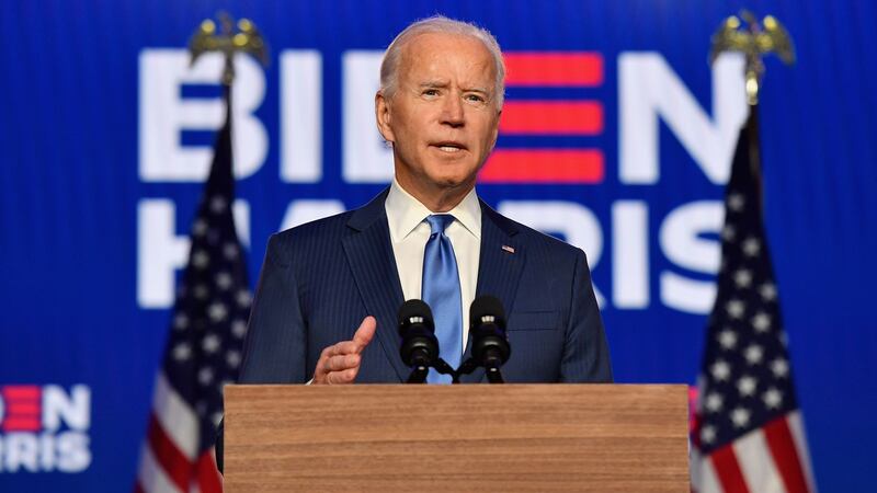 ‘Your vote will be counted. I don’t care how hard people try to stop it’: Democratic presidential nominee Joe Biden at the Chase Center in Wilmington, Delaware. Photograph: ANGELA WEISS/AFP via Getty Images