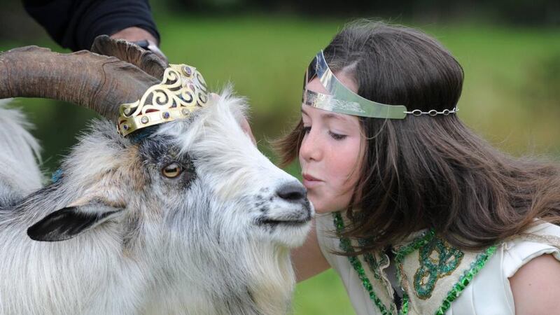 Coronation: Muireann Arthurs, Queen of the Puck Fair,  kisses the  King Puck at the 2011 Puck Fair at Killorglin, County Kerry.Photograph:  Don MacMonagle