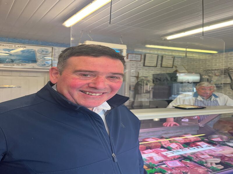 Fianna Fáil councillor Martin Monaghan in the family butcher shop in Longford. His father Christy is in the background. The family has a long history in Fianna Fáil. Photograph: Harry McGee