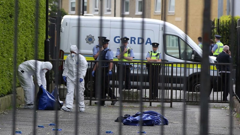 The scene of the fatal shooting in the Marigold Road area of Darndale. Photograph: Sam Boal/Rollingnews.ie