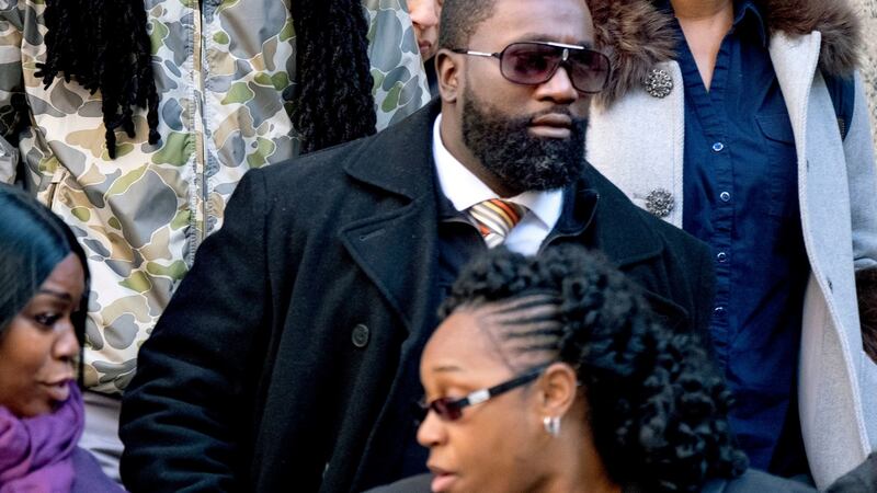 Michael Thomas, a federal jail guard responsible for monitoring Jeffrey Epstein the night he died, leaves federal court in New York. Photograph: Craig Ruttle/AP Photo/Craig Ruttle