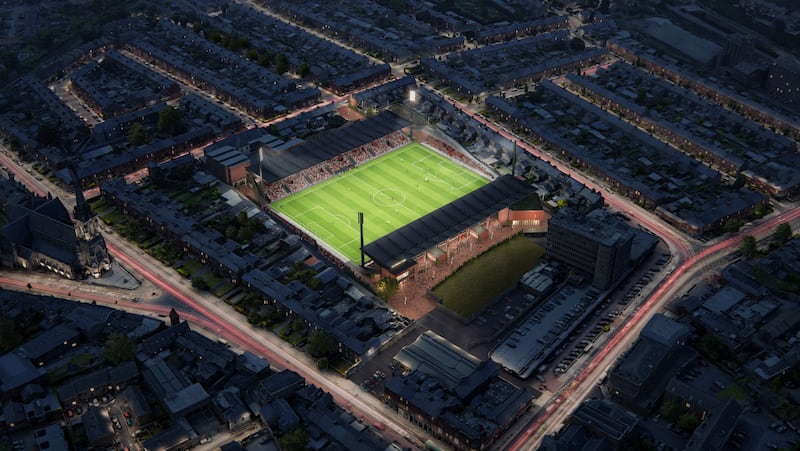 An artist’s impression of an aerial view of the redeveloped Dalymount Park. Photograph: Dublin City Council