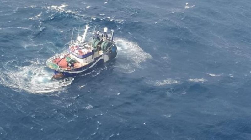 The fishing vessel Ellie Adhamh pictured by the Irish Coast Guard last month after it lost power off the west Cork coast. Photograph: Rescue 115/Facebook