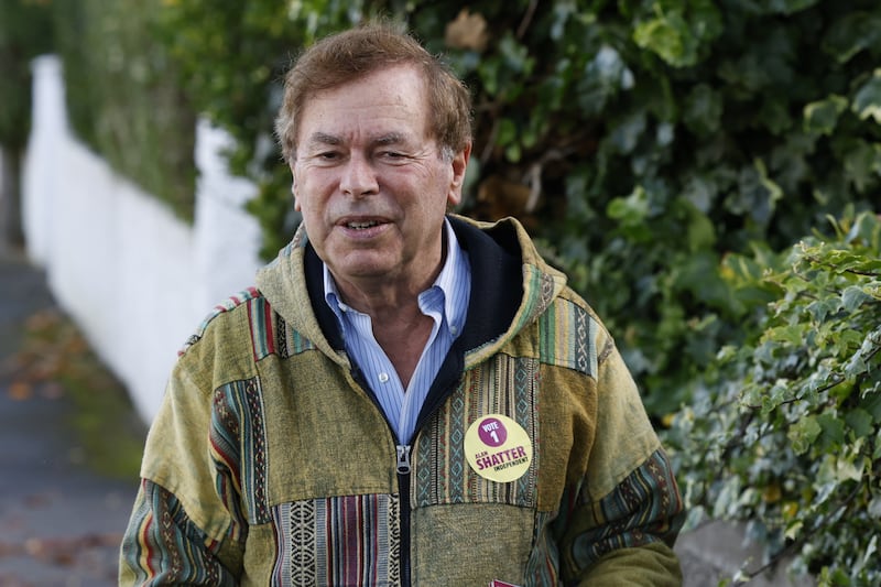 Alan Shatter canvassing in Wyckham Park, Ballinteer Road, Dublin.  Photograph: Nick Bradshaw