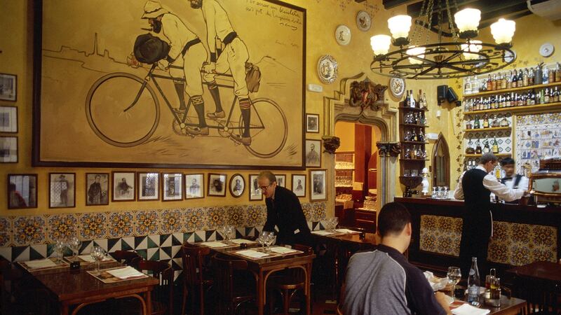 The Quatre Gats café is one of the  iconic landmarks  that  return in all the  novels in the series. Photograph: Patrick Escudero/ Gamma-Rapho