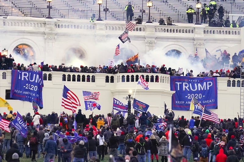 On January 6th, 2021, rioters stormed the US Capitol building in Washington, DC. Photograph: John Minchillo/AP