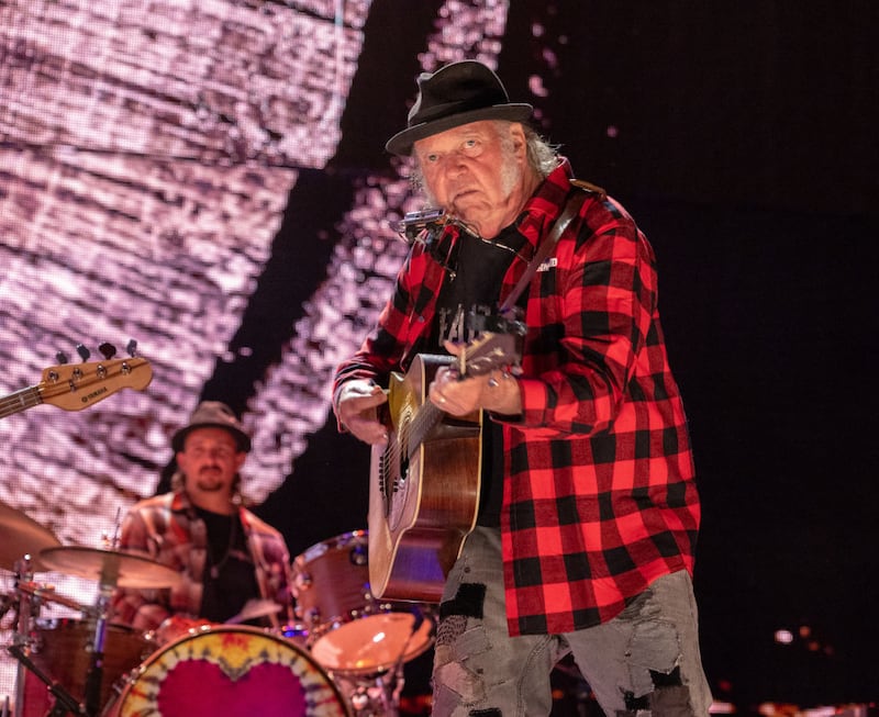 Neil Young performs in concert during Farm Aid 2024  in Saratoga Springs, New York in September 2024. Photograph: Gary Miller/Getty Images