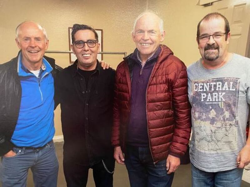 Micheál Fitzgerald, Christy Dignam, Eamonn Fitzgerald and Joe Jewell after an Aslan concert in Killarney.