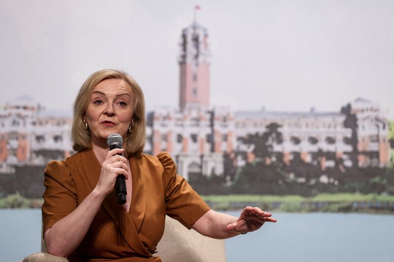 While featuring in the latest edition of Dáil’s Got Talent, Britain's former prime minister Liz Truss was on stage in Taiwan. Photograph: I-HWA CHENG/AFP via Getty Images