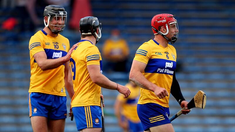 John Conlon, right, and Clare celebrate the win over Waterford. “The   decision to move Conlon back to number six has been a great success. It was a big call to make . . .” said Jamesie O’Connor.  Photograph: Ryan Byrne/Inpho