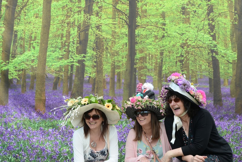 Galway Girls Joanna Murray, Marie Reilly, Barbara Whyte from Loughrea dressed up for a day out at Bloom in the Phoenix Park. Photograph: Alan Betson / The Irish Times