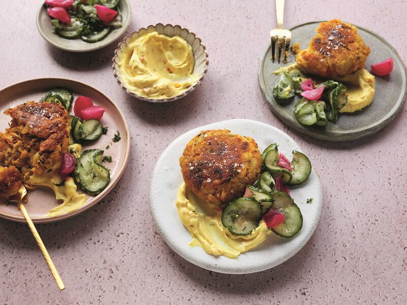 Sunil Ghai's fishcakes with masala mayo. Photograph: Joanne Murphy