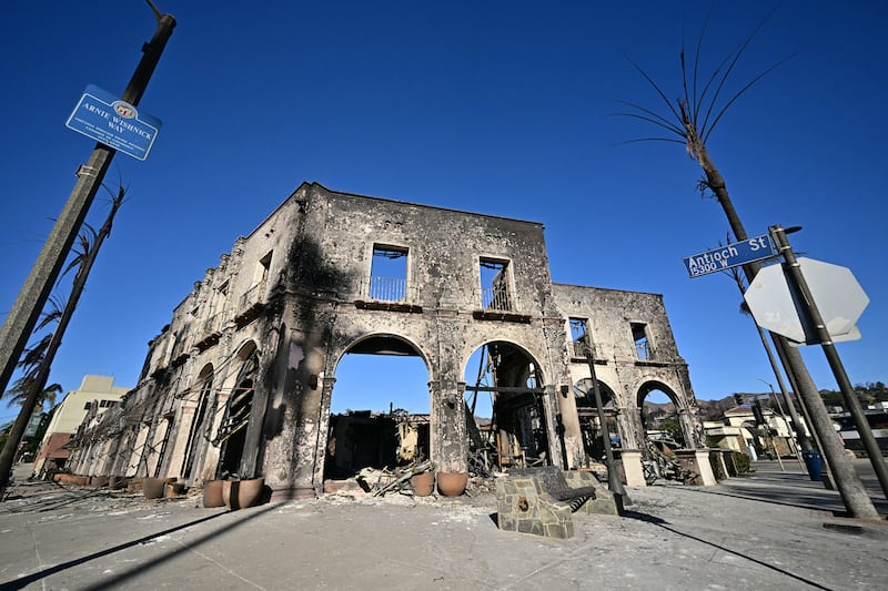 Palisades fire damage on Sundy. Photograph: Frederic J Brown/AFP