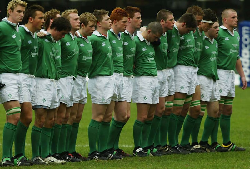 John McCall (red hair) prior to the game against New Zealand at the under-19 World Cup in Durban. Photograph: Touchline Photo