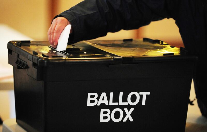 UK elections operate by first past the post - every voter selects a single candidate and the candidate with the most votes on the first and only count wins. Photograph: Rui Vieira/PA Wire 