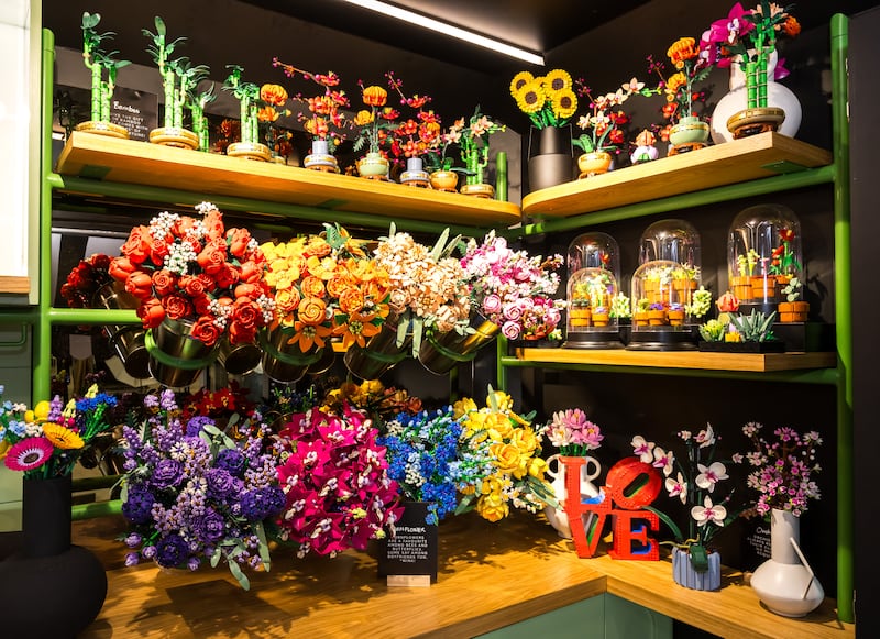 Part of a Valentine's Day-themed Lego display at Covent Garden, London. Photograph: Anthony Upton/PA