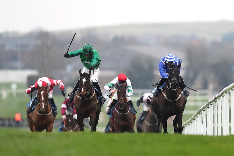 Readin Tommy Wrong and Daryl Jacob pipped Ile Atlantique ridden by Paul Townend in the Lawlor's of Naas Grade One hurdle at Naas. Photograph: Bryan Keane/Inpho 