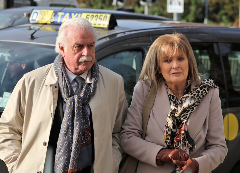 Marty Whelan and Mary Kennedy at Kathleen Watkins's funeral. Photograph: Colin Keegan, Collins Dublin